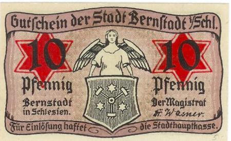 Bernstadt (heute: PL-Bierutow) - Stadt - -- - 10 Pfennig 