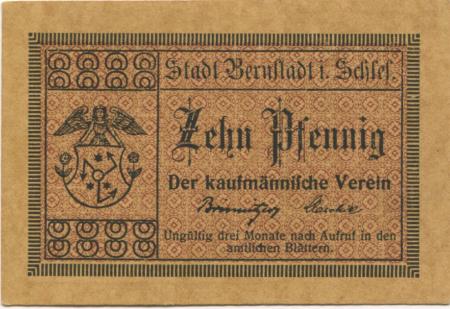 Bernstadt (heute: PL-Bierutow) - Kaufmännischer Verein - -- - 10 Pfennig 