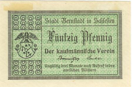 Bernstadt (heute: PL-Bierutow) - Kaufmännischer Verein - -- - 50 Pfennig 