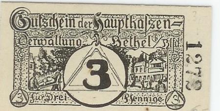 Bethel (heute: Bielefeld-Gadderbaum) - Anstalten - -- - 3 Pfennig 