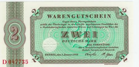Bethel (heute: Bielefeld-Gadderbaum) - Anstalten (Bethel, Sarepta und Nazareth) - 1.1.1958 - 2 Mark 