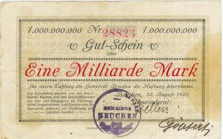 Beuchen (heute: Amorbach) - Gemeinde - 22.8.1923 - 1 Milliarde Mark 