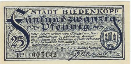 Biedenkopf - Stadt - 15.8.1920 - 25 Pfennig 
