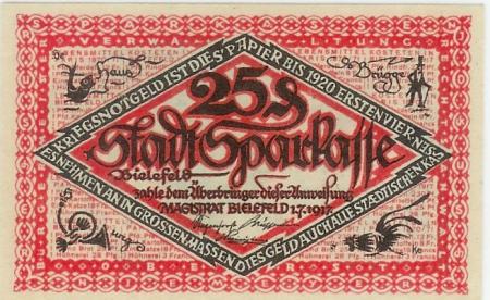 Bielefeld - Stadt - 1.7.1917 - 1.4.1920 - 25 Pfennig 