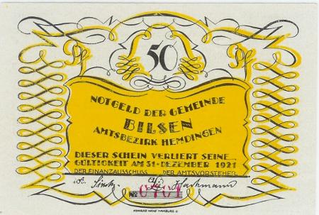 Bilsen - Gemeinde - - 31.12.1921 - 50 Pfennig 