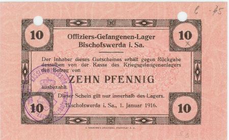 Bischofswerda - Offiziers-Gefangenenlager - 1.1.1916 - 10 Pfennig 