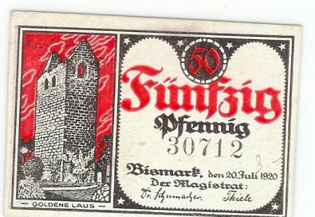 Bismark - Stadt - 20.7.1920 - 50 Pfennig 