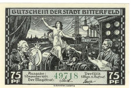 Bitterfeld - Stadt - 1.12.1921 - 75 Pfennig 