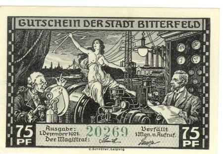 Bitterfeld - Stadt - 1.12.1921 - 75 Pfennig 