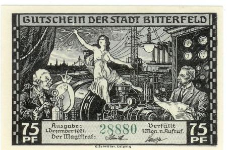 Bitterfeld - Stadt - 1.12.1921 - 75 Pfennig 