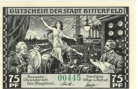 Bitterfeld - Stadt - 1.12.1921 - 75 Pfennig 