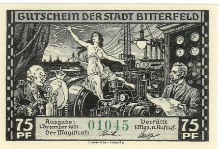 Bitterfeld - Stadt - 1.12.1921 - 75 Pfennig 
