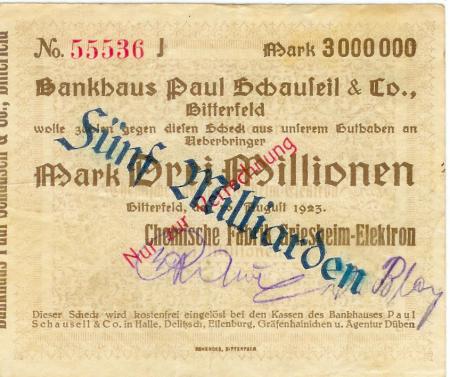 Bitterfeld - Chemische Fabrik Griesheim Elektron, Werk I Bitterfeld - 16.8.1923 - 5 Milliarden Mark 
