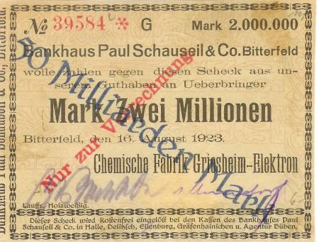 Bitterfeld - Chemische Fabrik Griesheim Elektron, Werk I Bitterfeld - 16.8.1923 - 50 Milliarden Mark 