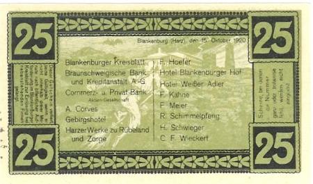 Blankenburg - Blankenburger Kreisblatt (und 13 andere Aussteller (siehe unten) - 15.10.1920 - 25 Pfennig 