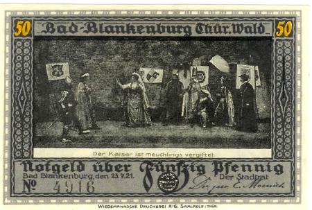 Blankenburg (Bad) - Stadt - 23.7.1921 - 50 Pfennig 