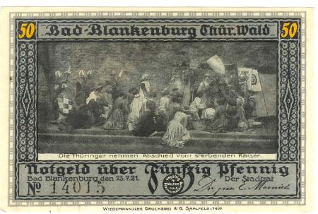 Blankenburg (Bad) - Stadt - 23.7.1921 - 50 Pfennig 