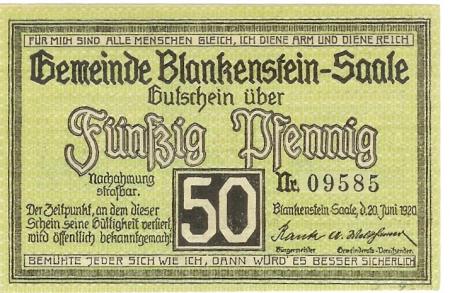 Blankenstein - Gemeinde - 20.6.1920 - 50 Pfennig 