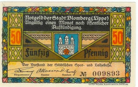 Blomberg - Stadt - -- - 50 Pfennig 