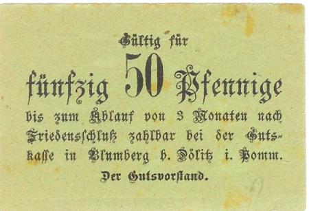 Blumberg (heute: PL-Dolice) - Kitzel, Otto, Gut - -- - 50 Pfennig 