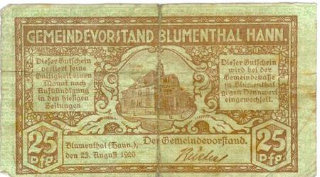 Blumenthal (heute: Bremen) - Gemeinde - 23.8.1920  - 25 Pfennig 