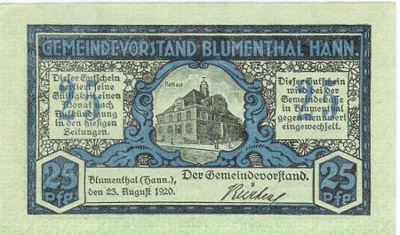 Blumenthal (heute: Bremen) - Gemeinde - 23.8.1920  - 25 Pfennig 