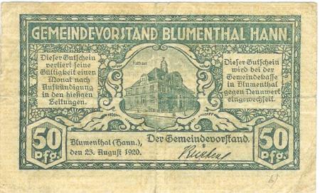 Blumenthal (heute: Bremen) - Gemeinde - 23.8.1920  - 50 Pfennig 