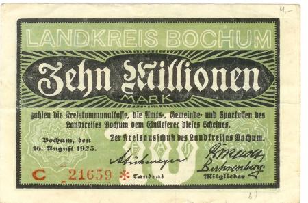 Bochum - Kreis - 16.8.1923 - 10 Millionen Mark 