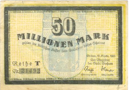 Bochum - Stadt - 17.9.1923 - 50 Millionen Mark 