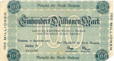Bochum - Stadt - 17.9.1923 - 100 Millionen Mark 
