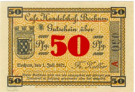 Bochum - Cafe Handelshof - 1.7.1921 - 50 Pfennig 