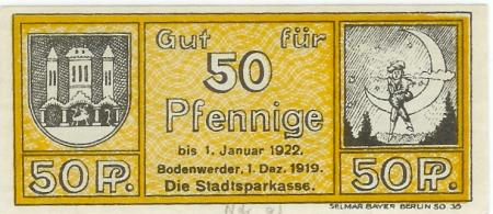 Bodenwerder - Sparkasse der Stadt - 1.12.1919 - 1.1.1922 - 50 Pfennig 