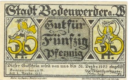 Bodenwerder - Sparkasse der Stadt - 1.11.1920 - 31.12.1922 - 50 Pfennig 