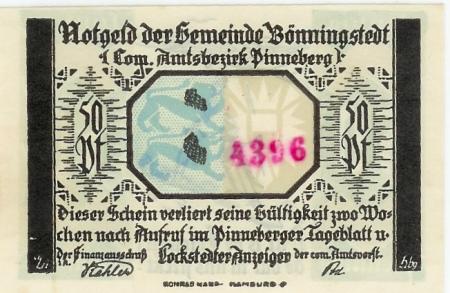 Bönningstedt - Gemeinde - -- - 50 Pfennig 