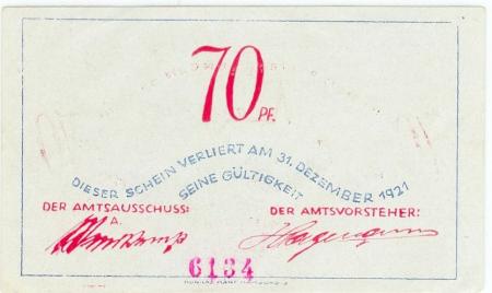 Bokel - Gemeinde - - 31.12.1921 - 70 Pfennig 