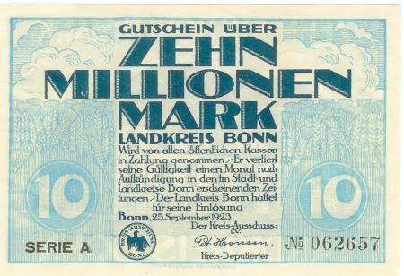 Bonn - Kreis - 25.9.1923 - 10 Millionen Mark 