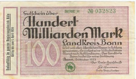 Bonn - Kreis - 15.10.1923 - 1.4.1924 - 100 Milliarden Mark 