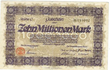 Bonn - Stadt und Handelskammer - 1.8.1923 - 10 Millionen Mark 