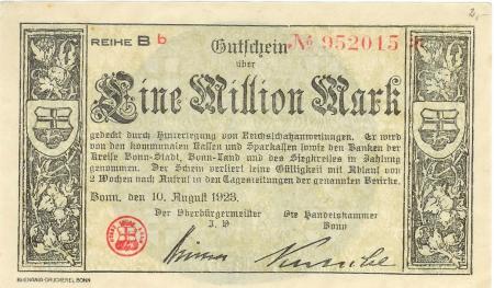Bonn - Stadt und Handelskammer - 10.8.1923 - 1 Million Mark 