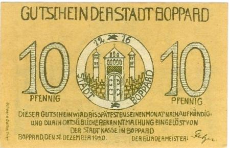 Boppard - Stadt - 31.12.1920 - 10 Pfennig 