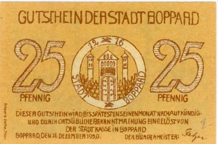 Boppard - Stadt - 31.12.1920 - 25 Pfennig 