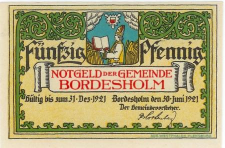 Bordesholm - Gemeinde - 30.6.1921 - 31.12.1921 - 50 Pfennig 