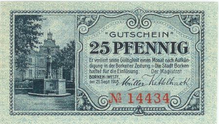 Borken - Stadt - 21.9.1918 - 25 Pfennig 