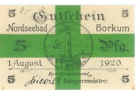 Borkum - Gemeinde - 1.8.1920 - 5 Pfennig 