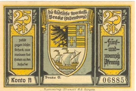Brake - Städtische Sparkasse - -- - 25 Pfennig 