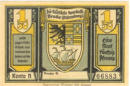 Brake - Städtische Sparkasse - -- - 1.50 Mark 
