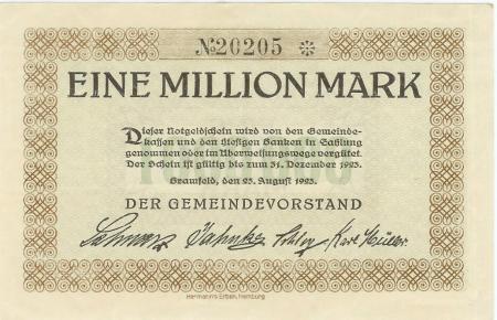 Bramfeld (heute: Hamburg) - Gemeinde - 23.8.1923 - 31.12.1923 - 1 Million Mark 