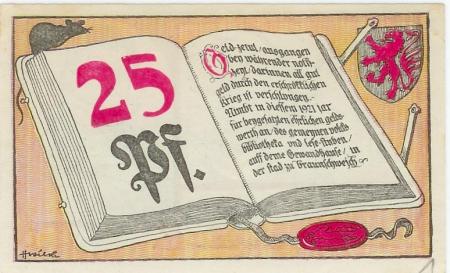 Braunschweig - Volksbibliothek und Lesestuben - 1921 - 25 Pfennig 