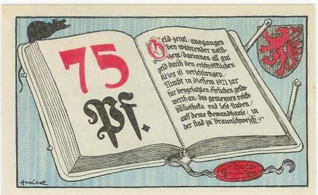 Braunschweig - Volksbibliothek und Lesestuben - 1921 - 75 Pfennig 