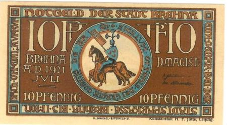 Brehna (heute: Sandersdorf-Brehna) - Stadt - Juli 1921 - 10 Pfennig 